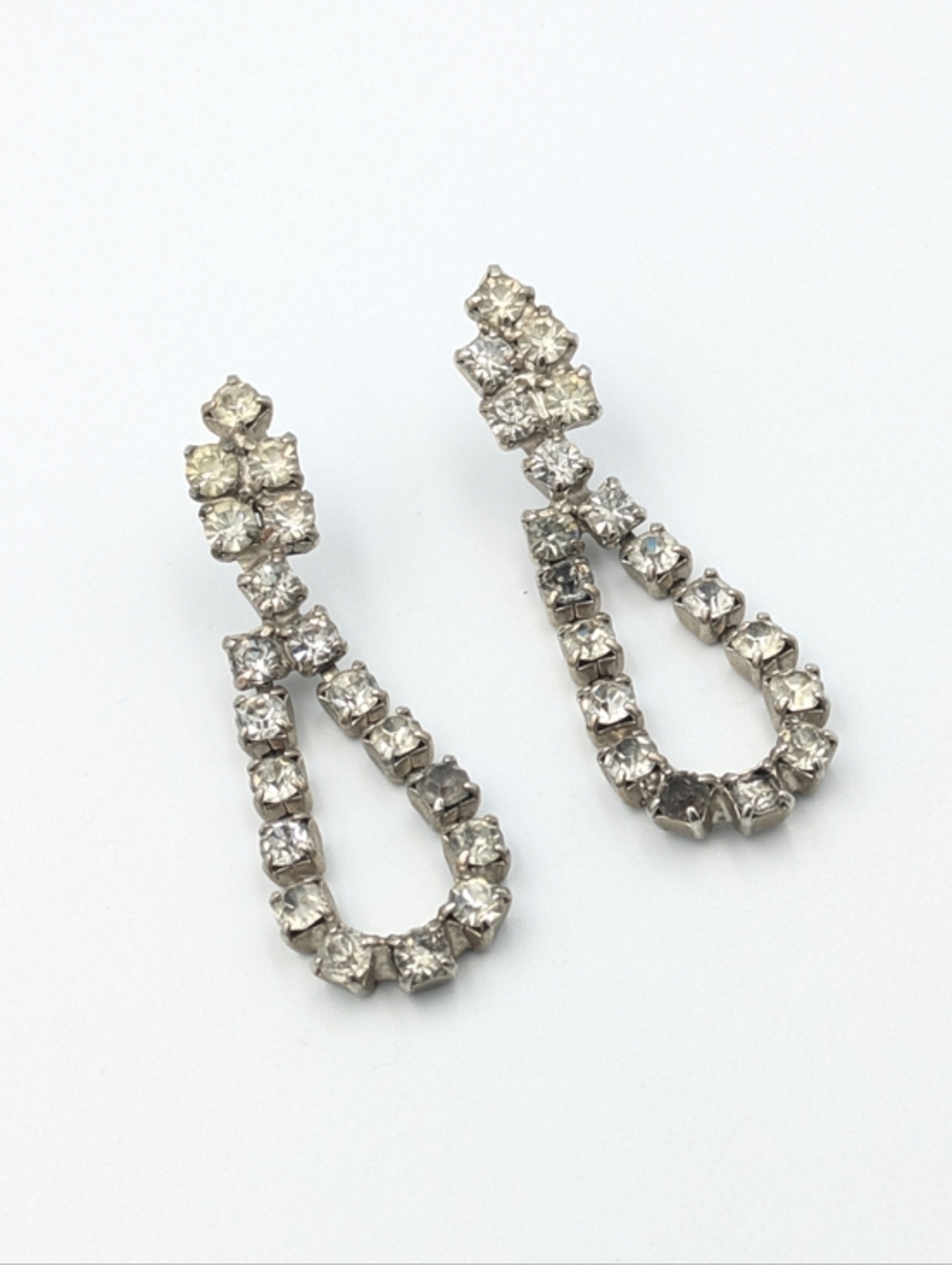 4/24$  Vintage mid-century rhinestone diamante drop dangle stud earrings